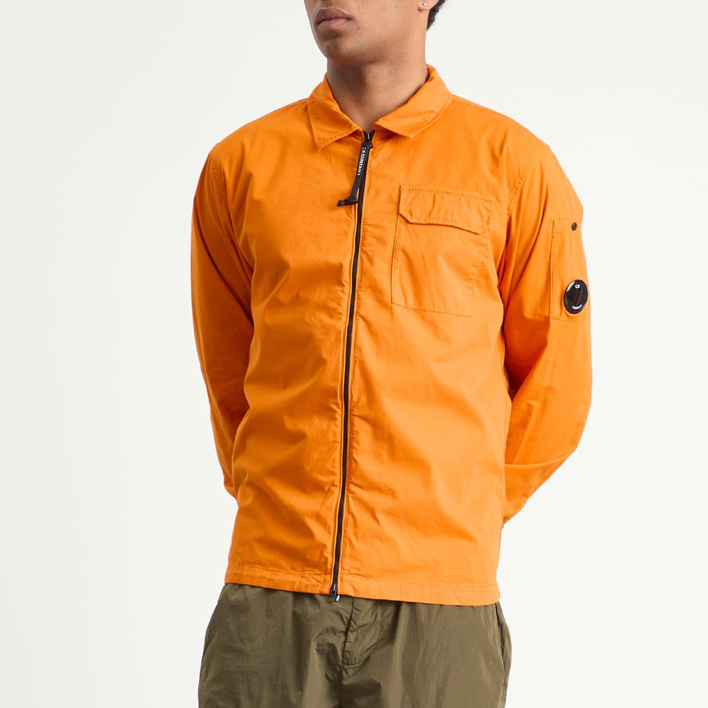 CP Company Men's Organic Gabardine Zip Overshirt Russet Orange